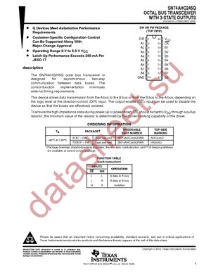 SN74AHC245QDWRG4 datasheet  